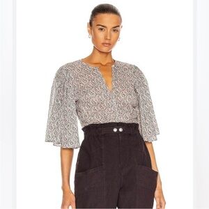 Isabel Marant Etoile Mariazo Paisley Floral Printed Cotton Blouse Top Size 36, 4
